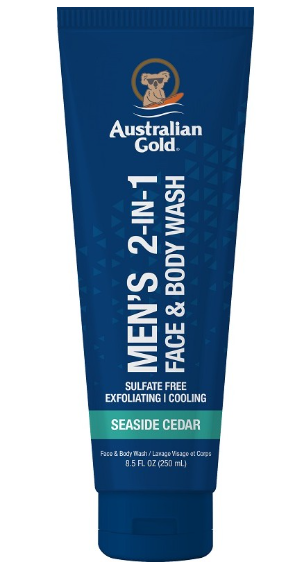 Australian Gold Men's Cedar 2 in 1 Face And Body Detergente Dopo Sole Uomo 250 ml